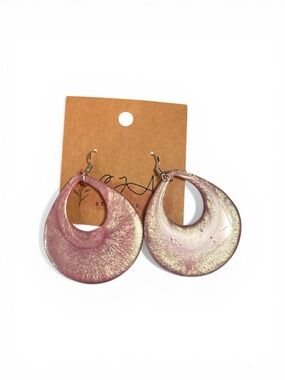 Shimmery Pink Resin Hoop Drop Earrings